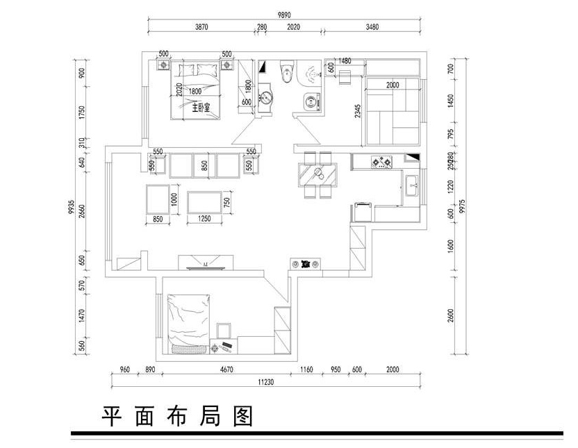 100平房子平面圖