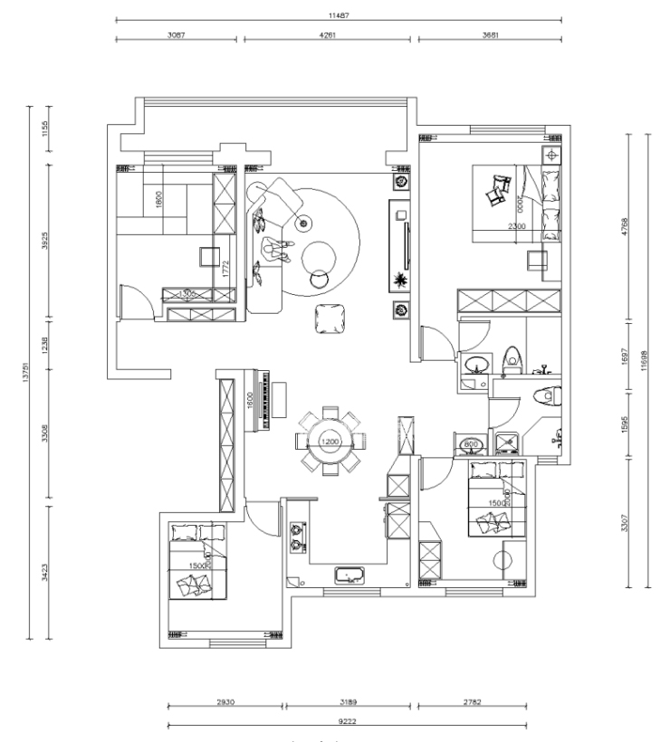 保利和光嶼湖-145平-現(xiàn)代風格-平面布局圖.jpg